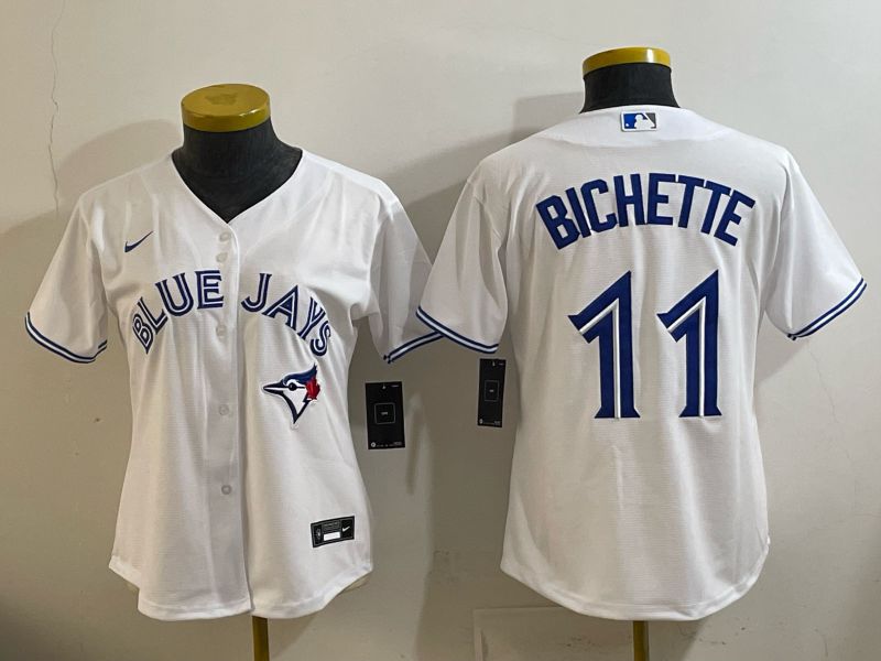 Women 2025 Nike Toronto Blue Jays #11 Bichette  White Game MLB Jersey 05